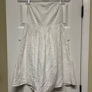 White eyelet strapless summer dress
